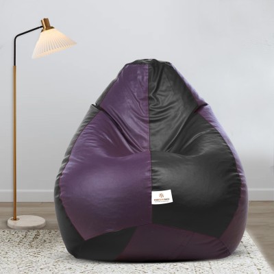 STAR XXL Classic Black and Purple Teardrop Bean Bag  With Bean Filling(Black)