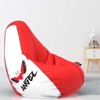 Beannie XXL Printed Teardrop Bean Bag  With Bean Filling(Red, White)