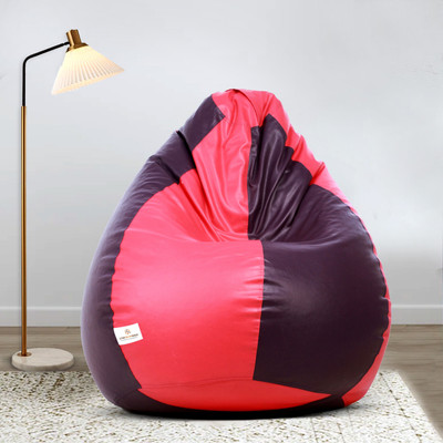 STAR XXL Purple and Pink Filled with Beans Teardrop Bean Bag  With Bean Filling(Black)