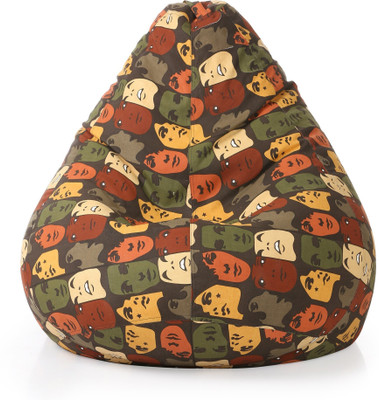 STYLE HOMEZ XXXL Classic Cotton Canvas Abstract Printed Refill Fillers Teardrop Bean Bag  With Bean Filling(Multicolor)