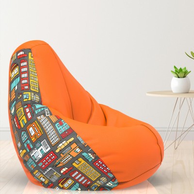 Beannie Jumbo City Lights - H Teardrop Bean Bag  With Bean Filling(Orange, Black)