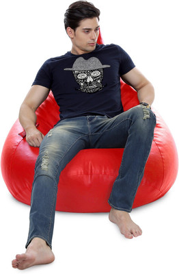STYLE HOMEZ XXL Premium Leatherette HumBug Teardrop Bean Bag  With Bean Filling(Red)