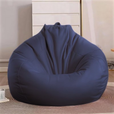 GIGLICK 4XL Faux Leather Bean Bag Filled with Beans | Ready To Use Teardrop Bean Bag  With Bean Filling(Indigo)