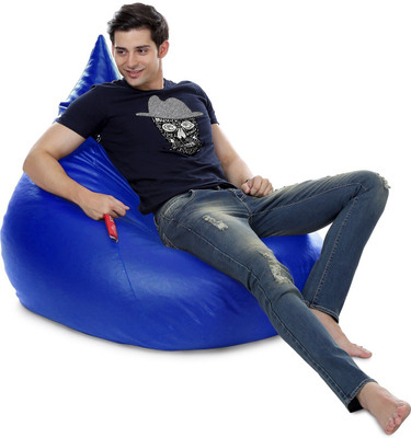 STYLE HOMEZ XXL Premium Leatherette HumBug Teardrop Bean Bag  With Bean Filling(Blue)
