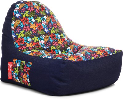 STYLE HOMEZ XXL Urban Design Denim Canvas Floral Printed Lounger Bean Bag  With Bean Filling(Multicolor)