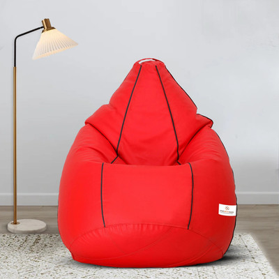 STAR XXL Red with Black Piping Filled with Beans Teardrop Bean Bag  With Bean Filling(Multicolor)