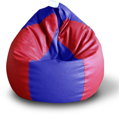 STYLE HOMEZ XXL Premium Leatherette Classic Blue Red Color Teardrop Bean Bag  With Bean Filling(Blue, Red)