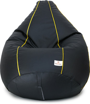 STAR XXXL Black With Red Piping Filled with Beans Teardrop Bean Bag  With Bean Filling(Black, Red)