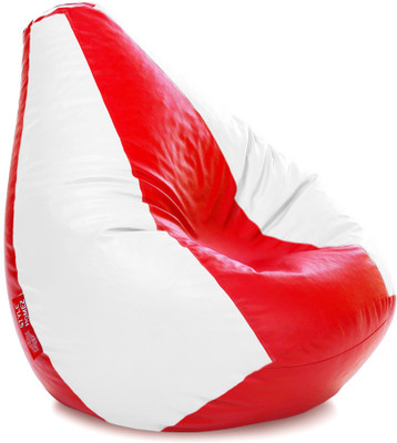 STYLE HOMEZ XXXL Premium Leatherette Classic Red White Color Teardrop Bean Bag  With Bean Filling(Red, White)