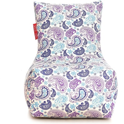 TXOR XXL Classic Cotton Canvas Paisley Printed Bean Bag Chair  With Bean Filling(Purple, Blue)