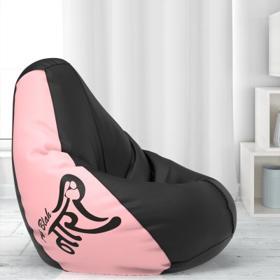 Beannie XXL Printed Teardrop Bean Bag  With Bean Filling(Black, Purple)