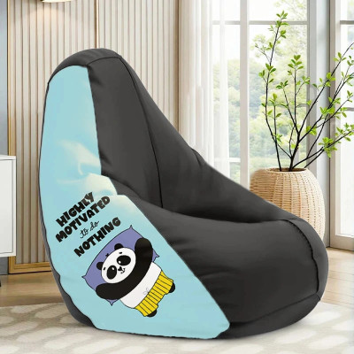 STAR 4XL Highly Motivated Printed Filled with Beans Teardrop Bean Bag  With Bean Filling(Black)
