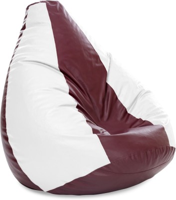 STYLE HOMEZ 4XL Premium Leatherette Classic Maroon White Color Jumbo Teardrop Bean Bag  With Bean Filling(Maroon, White)