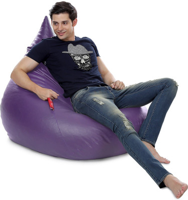 STYLE HOMEZ XXL Premium Leatherette HumBug Teardrop Bean Bag  With Bean Filling(Purple)
