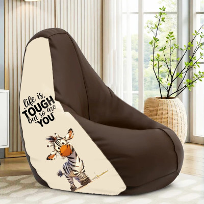 STAR 4XL Tough Life Printed Bean Bag Filled With Beans Teardrop Bean Bag  With Bean Filling(Multicolor)