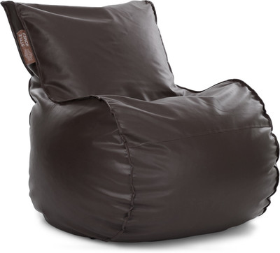 STYLE HOMEZ XXL Premium Leatherette Mambo Lounger Bean Bag  With Bean Filling(Brown)