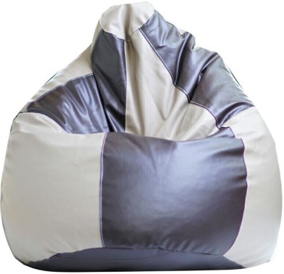 Beanskart XXL Bean Bag with Beans Teardrop Bean Bag  With Bean Filling(Grey, Black)