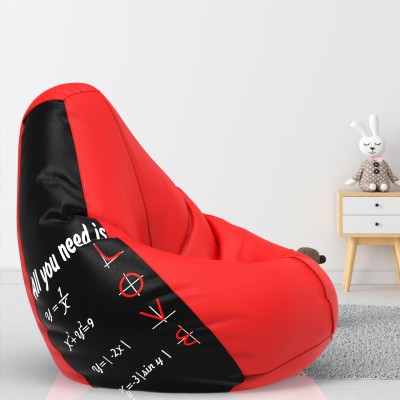 Beannie XL Printed Teardrop Bean Bag  With Bean Filling(Black, Red)