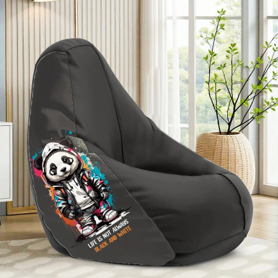 STAR 4XL Black & White Life Printed Bean Bag Filled With Beans Teardrop Bean Bag  With Bean Filling(Multicolor)