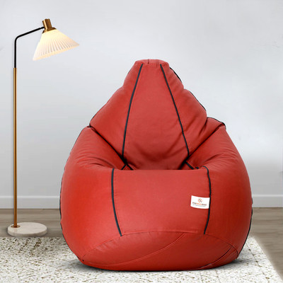 STAR XXXL Classic Tan With Black Piping Filled with Beans Teardrop Bean Bag  With Bean Filling(Multicolor)