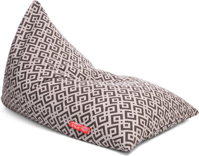 TXOR XXL Pyramid Cotton Canvas Geometric Printed Lounger Bean Bag  With Bean Filling(White)