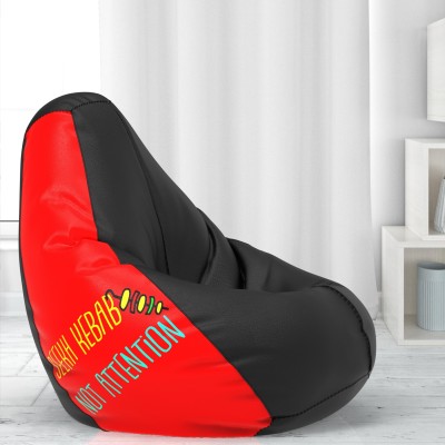 Beannie 5XL Printed Teardrop Bean Bag  With Bean Filling(Black, Red)