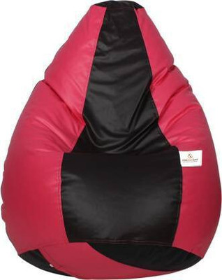 STAR XXL Classic Leatherette Black Pink Filled with Beans Teardrop Bean Bag  With Bean Filling(Multicolor)