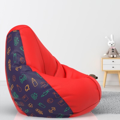 Beannie XL GYM Poses - H - Red Black Teardrop Bean Bag  With Bean Filling(Multicolor, Red)