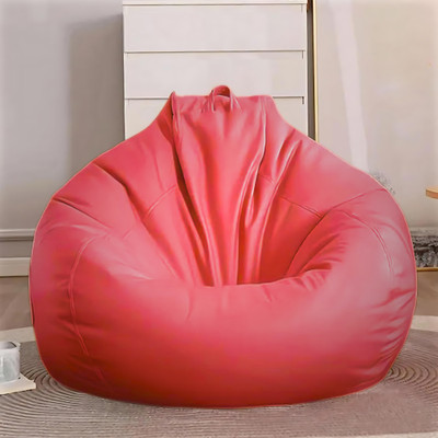 GIGLICK XXXL Faux Leather Bean Bag Filled with Beans | Ready To Use Teardrop Bean Bag  With Bean Filling(Red)