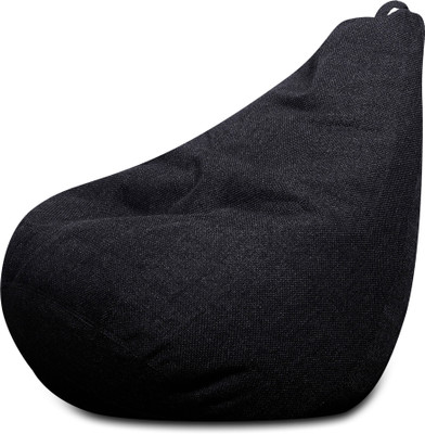 STYLE HOMEZ XXL ORGANIX Collection, Organic Jute Fabric Classic Teardrop Bean Bag  With Bean Filling(Black)