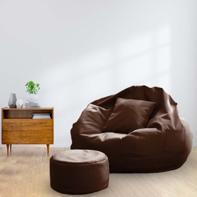 GOREVIZON OPPOSED XXXL Bean Bag Chair  With Bean Filling(Brown)