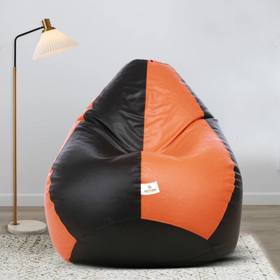 STAR XXL Classic Orange and Black Filled with Beans Teardrop Bean Bag  With Bean Filling(Multicolor)