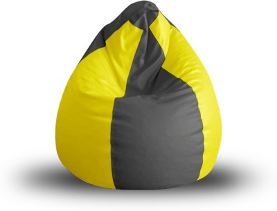 TXOR XL Tear Drop Bean Bag Cover  (Without Beans)(Grey, Yellow)