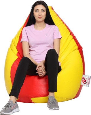 AVVANTO 4XL Tear Drop Bean Bag Cover  (Without Beans)(Red, Yellow)