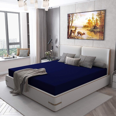 RP MASTER King Size Fitted Terry Cotton Waterproof Mattress Cover(Blue)