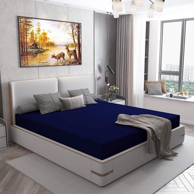 AG's Active King Size Fitted Terry Cotton Waterproof Mattress Cover(Blue)