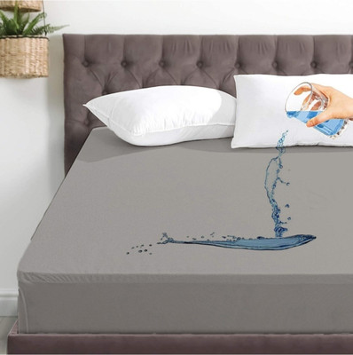 ACHIR King Size Fitted Cotton Breathable, Stretchable, Waterproof Mattress Cover(Grey)