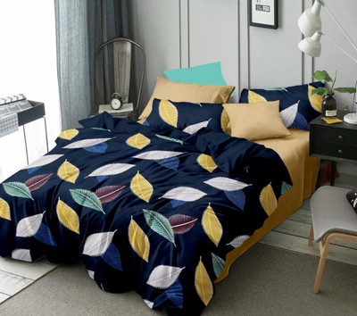 TomCruise 320 TC Cotton Double Floral Fitted (Elastic) Bedsheet(Pack of 1, Multicolor)