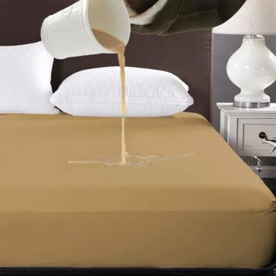 Sleep Matic Cotton Double Bed Cover(Brown, Beige)