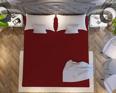 RP MASTER Cotton King Fitted (Elastic) 200 TC Solid Bedsheet(Pack of 1, Maroon)