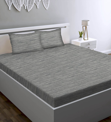 Casableu 200 TC Polyester King Solid Fitted (Elastic) Bedsheet(Pack of 1, Grey)
