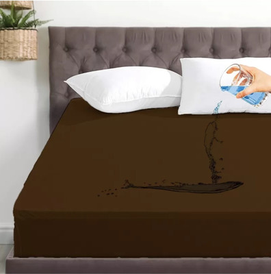 ACHIR King Size Fitted Cotton Breathable, Stretchable, Waterproof Mattress Cover(Brown)