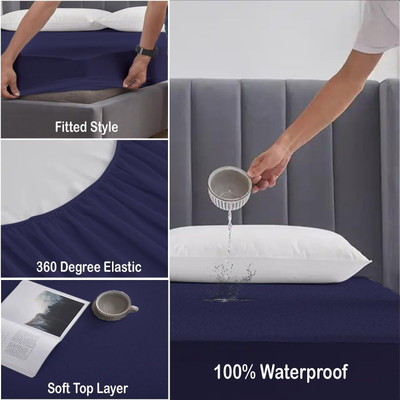 AG's Active King Size Fitted Terry Cotton Waterproof Mattress Cover(Blue)