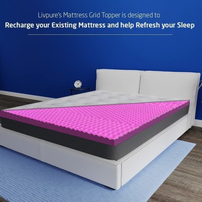 Livpure Smart Mattress Topper, Grid | Memory | 3 Pressure Zones 2 inch King Memory Foam Mattress(L x W: 75 inch x 72 inch)