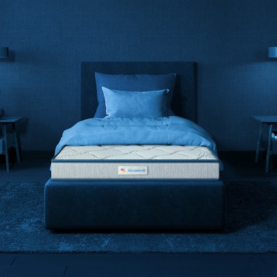 Sleepwell Nexa Classic Resitec Foam White & Blue 5 inch Single Memory Foam Mattress(L x W: 75 inch x 36 inch)