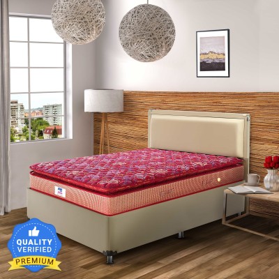 PEPS Springkoil Pillow Top Maroon 8 inch King Bonnell Spring Mattress(L x W: 72 inch x 72 inch)