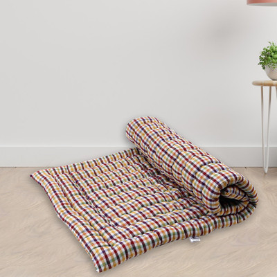 Pillowking Foldable Soft Cotton Filled Mattress Thin Mattress Multi Lines (3x6) 3 inch Single Cotton Mattress(L x W: 72 inch x 36 inch)