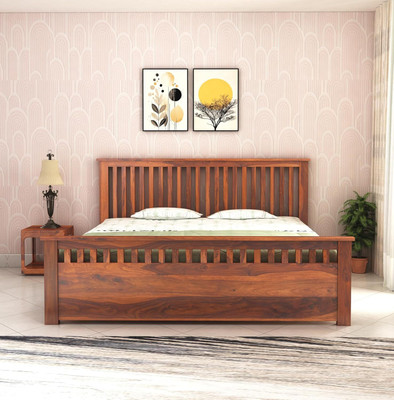 DECORWOOD Wooden Double Bed Cot Bed for Bedroom Furniture Solid Wood Queen Bed(Finish Color - Natural Finish, Delivery Condition - DIY(Do-It-Yourself))