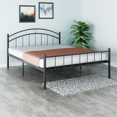 FurnitureKraft Nancy Metal Double Bed(Finish Color - Dark Black, Delivery Condition - Knock Down)