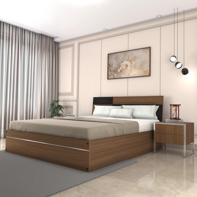 Flipkart Perfect Homes Neptune Engineered Wood Queen Box Bed(Finish Color - Planked Walnut and Wenge, Delivery Condition - Knock Down)